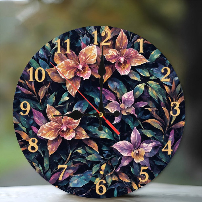 Horloge avec motif floral orchidée