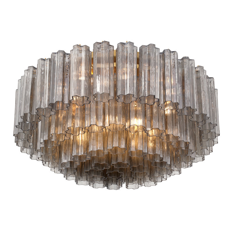 Wesham 16 Light Aged Brass Flush Mount, Gray, Aged Brass