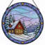 Panneau de vitrail 12 "H Winter Cabin-1555515502