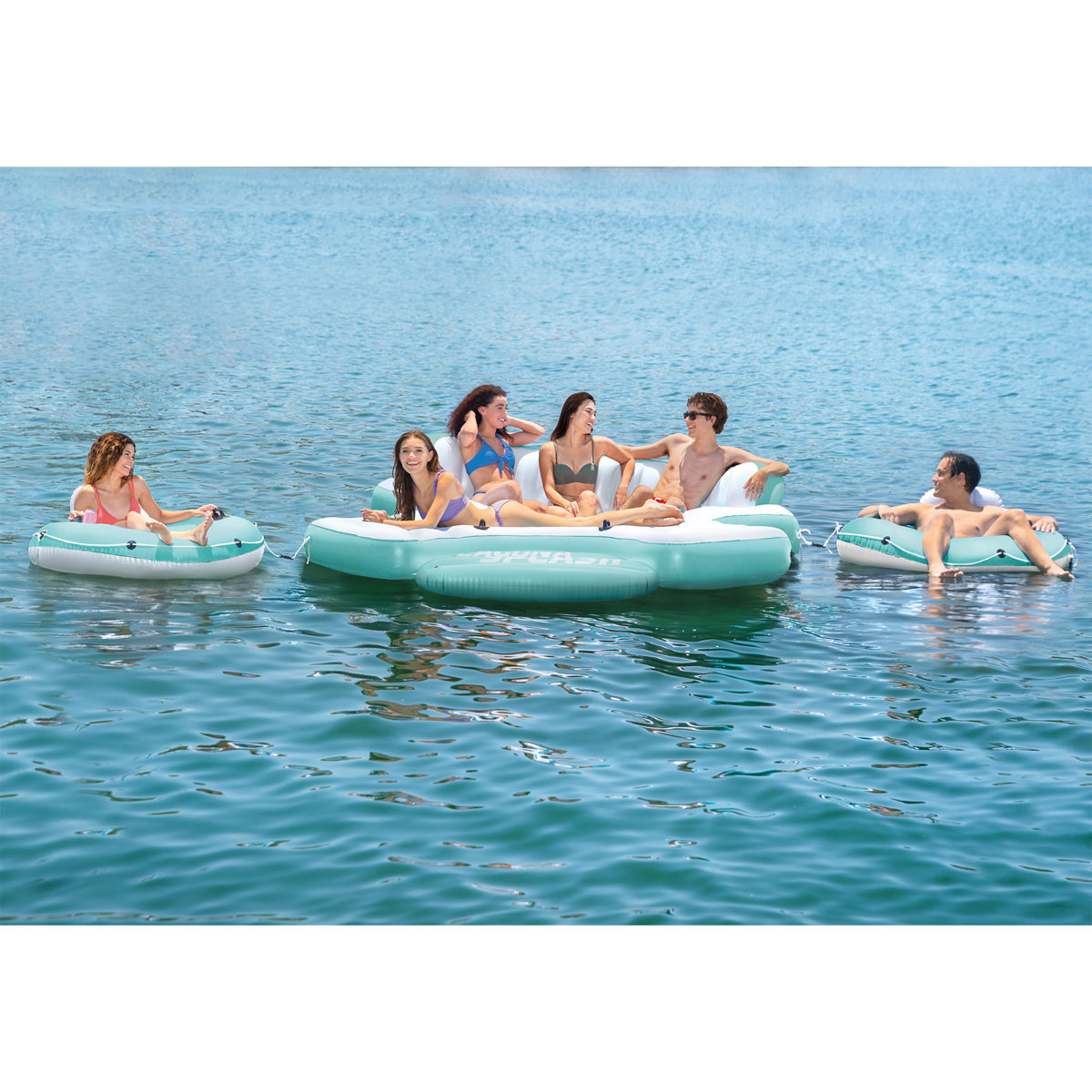 Intex Laguna Splash Island Floating Water Raft with 2 Detachable Lounge ...