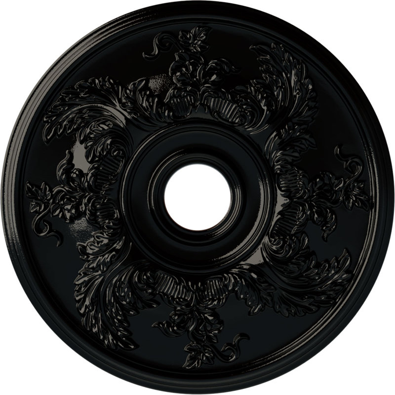 Médaillon de plafond torsadé 23 5/8 po x P 4 5/8 po x P 1 7/8 po (convient aux auvents jusqu'à 8 3/8 po), Perle noire