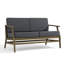 Causeuse d'extérieur en bois de teck avec coussin et accoudoirs Clinkscales-114983538-114983539