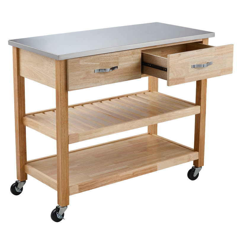 Chariot de cuisine Cherise avec comptoir personnalisable, Acier Inoxydable