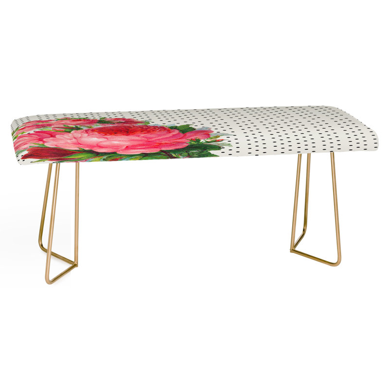 Upholstered Bench, Red/Green/Floral