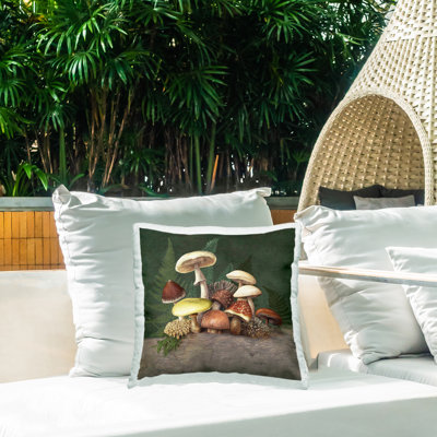 Coussin d'extérieur imprimé Mushroom and Ferns Nature par Tim Coffey