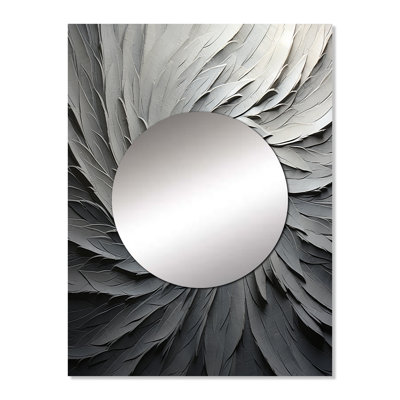 Berold Grey Beige Meditative Movement II - Abstract Spirals Decorative Wall Mirror, Modern Mirror, Printed Metal Art