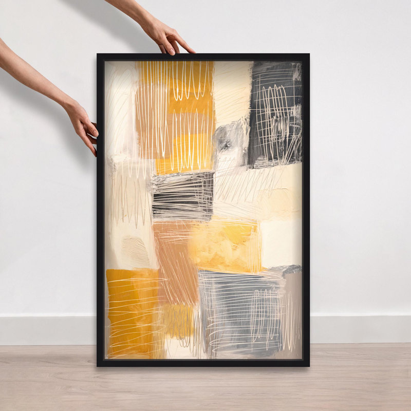Oliver Gal Linework Labyrinth II Abstract - Luxury Shadowbox Framed Wall Art, Black, 37" H x 25" W
