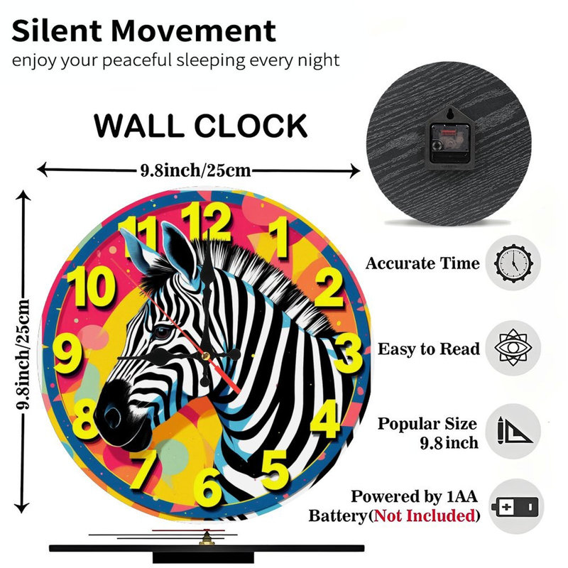 Horloge murale zébrée