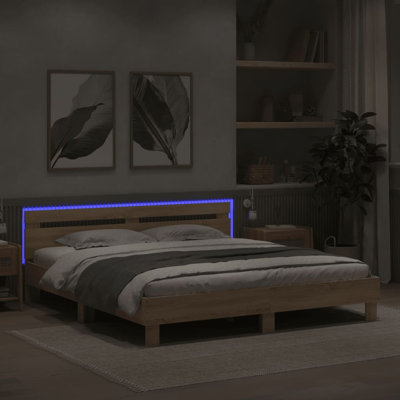 17 Stories Bed Frame With Headboard And LED 