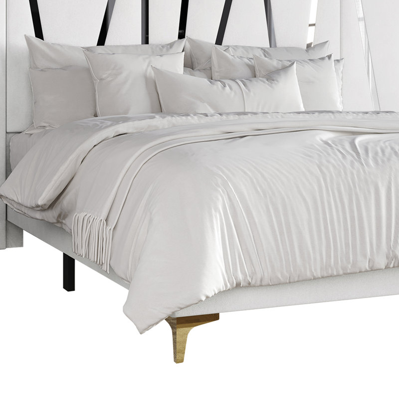 Grand lit mural en velours blanc Zoelys, Grand, Blanc