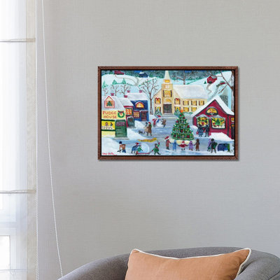 Christmas Holiday Shopping Village 1 Piece Wall Art on Canvas