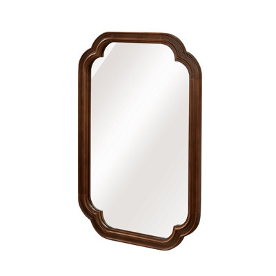 20X30 Black Walnut Solid Wood Rounded Corner Decorative Wall Mirror For Bathroom And Living Room | Gift Idea