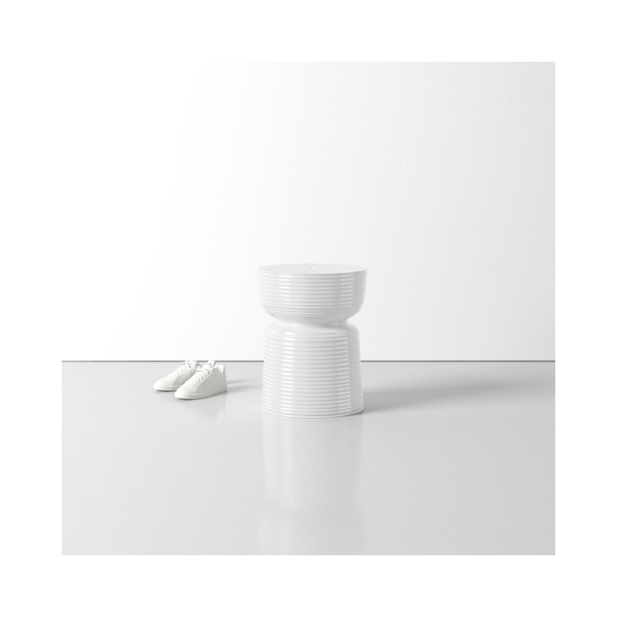 Biali Ceramic Accent Stool, White