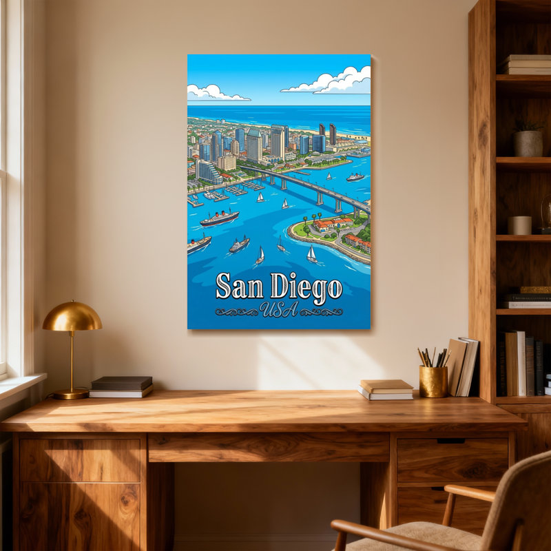 Paysages pittoresques et urbains de San Diego, H 40 po x l 28 po