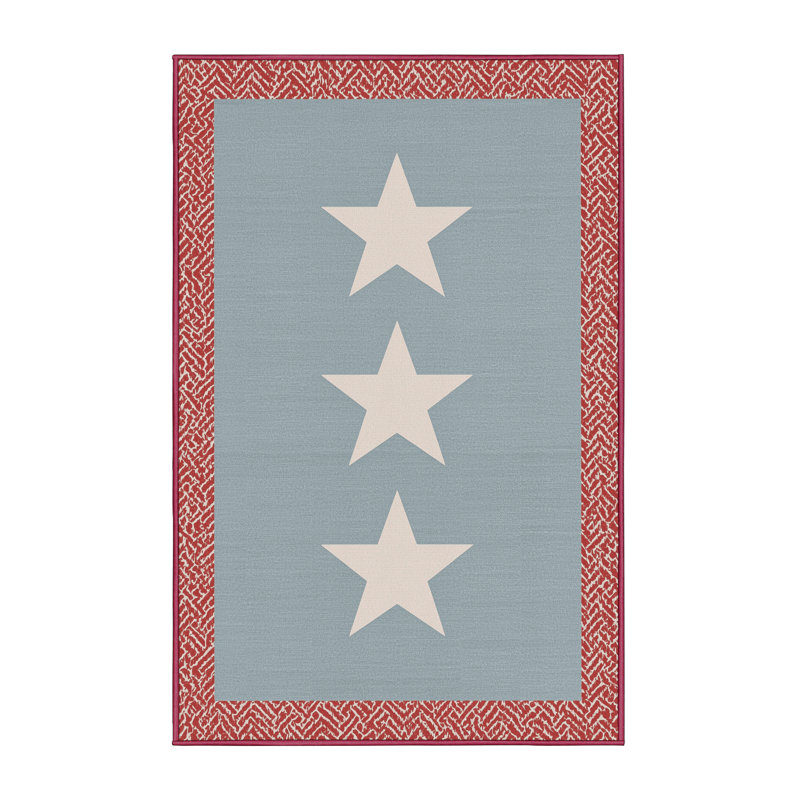 Soft Plush Espitia July 4Th Modern & Contemporary Abstract Area Rug in Gray – Rose Binding, 8x10