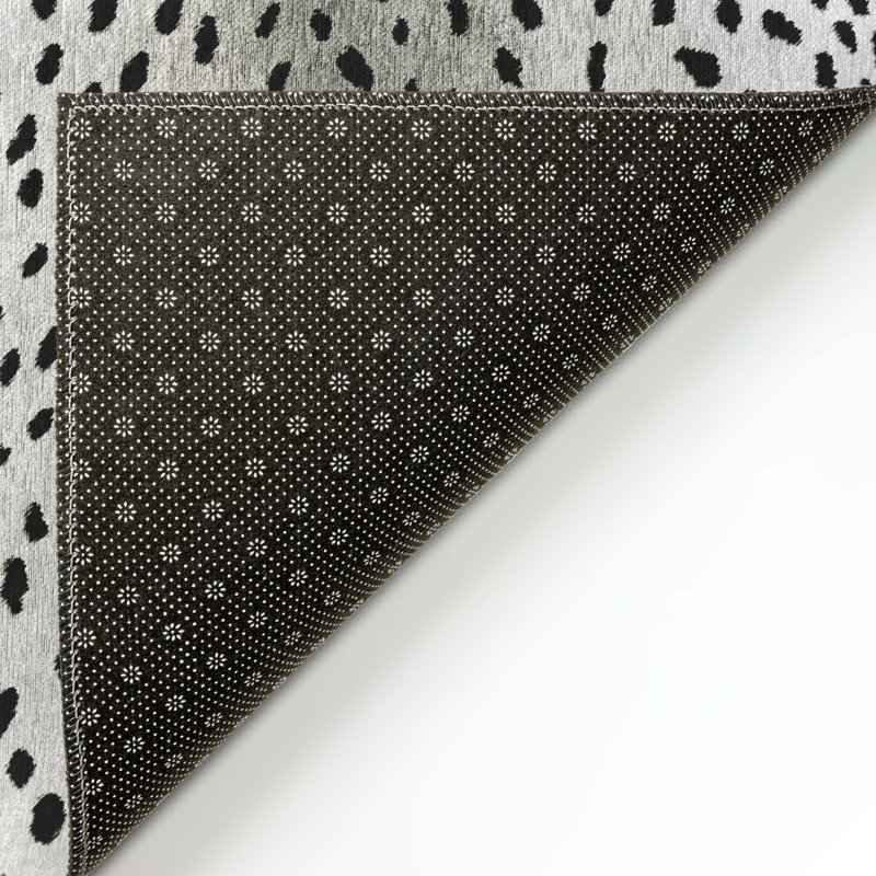 Tapis blanc / noir Abiy, Rond 8 pi