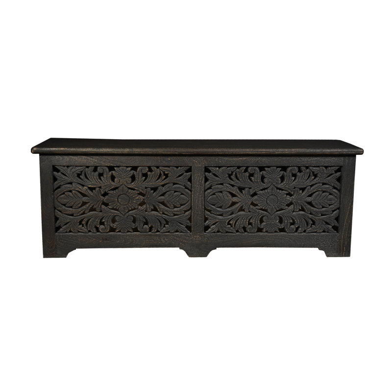 Harleen Solid Wood Storage Bench, Black