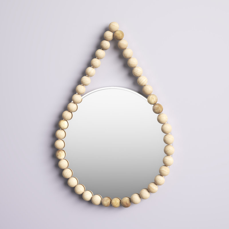 Beaded Wood & MDF Wall Mirror - 36" Coastal Design, White Frame for Home & Office