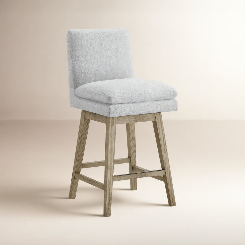 Bethea Upholstered Swivel Counter Stool, Nathan Gray Heathered
