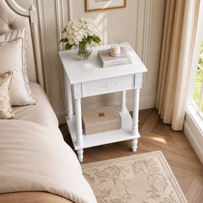Table de chevet à 1 tablette et 1 tiroir au design élégant