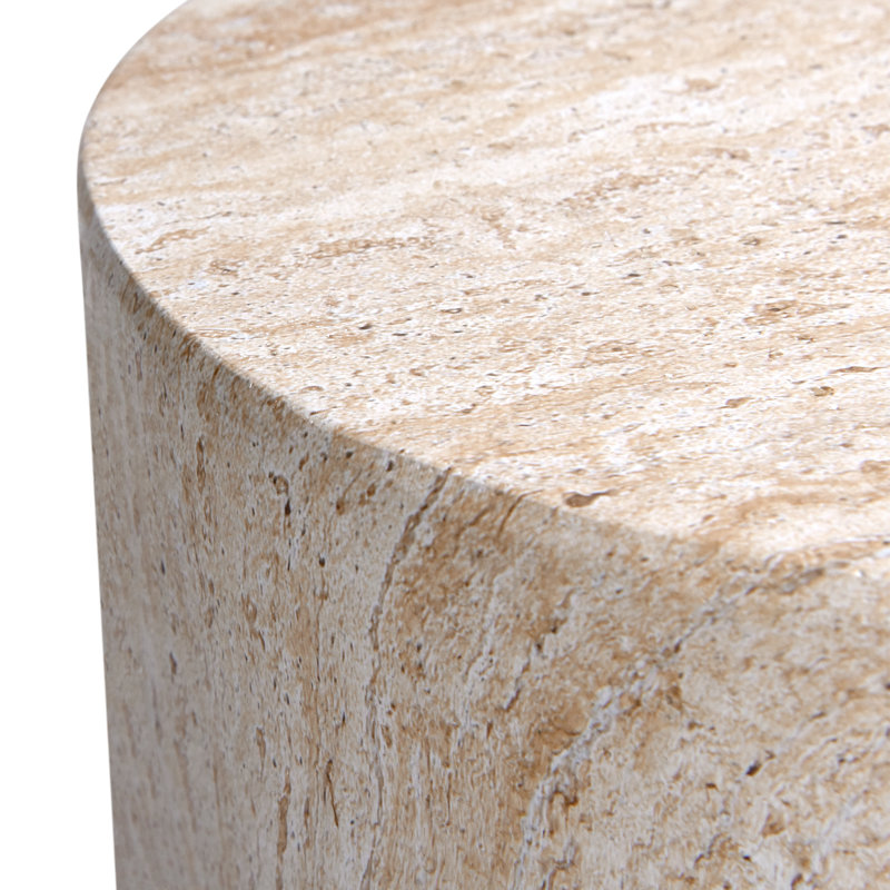  Cylinder Travertine Stone Finish Italian Design MgO Side Accent Table