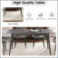 Table de salle à manger moderne en pierre artificielle avec bord incurvé et pieds en métal noir, pour 6 à 8 personnes-1341616536