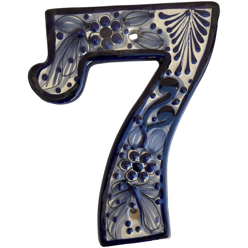 Mexican Majolica Rancho Tile Address House Number Seven