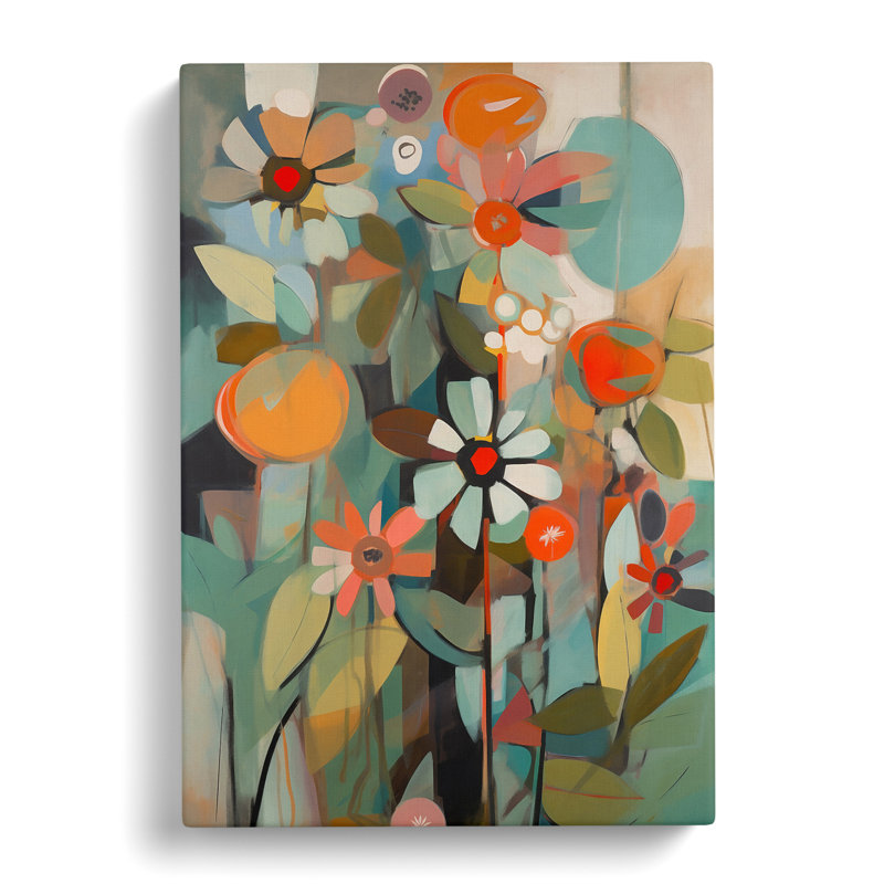 Benston Retro Flowers Vol.9 - Wrapped Canvas, 76cm H x 50cm W