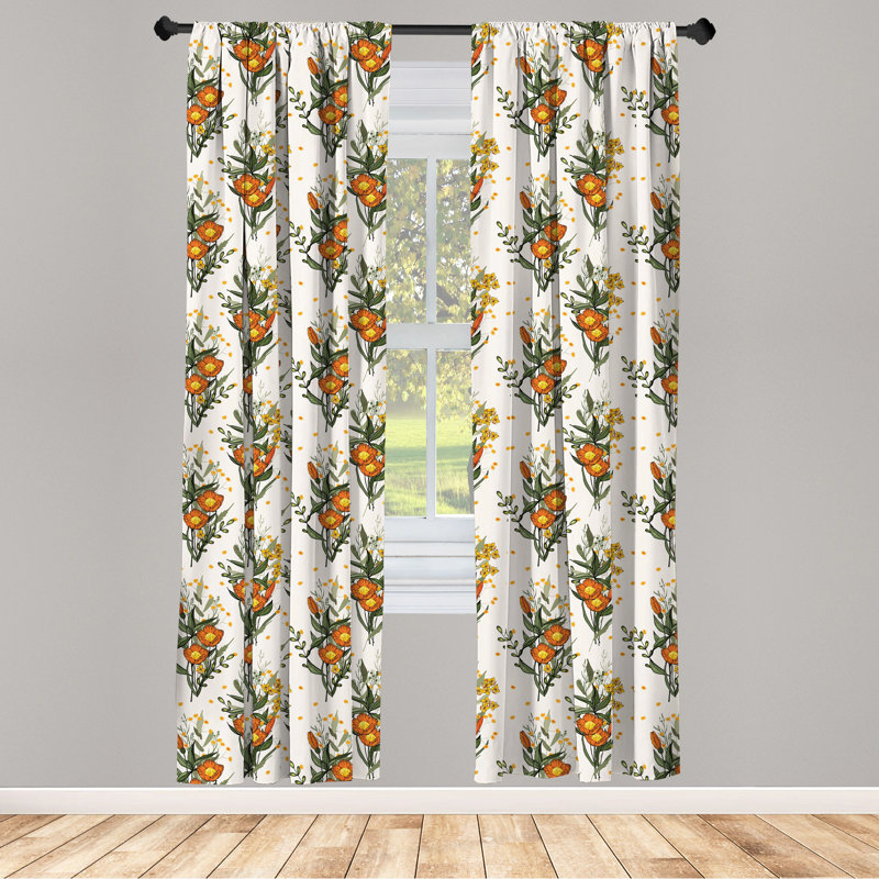 Hawaii Vintage Tropic Flower Semi-Sheer Rod Pocket Sliding Panels, 28" x 84"