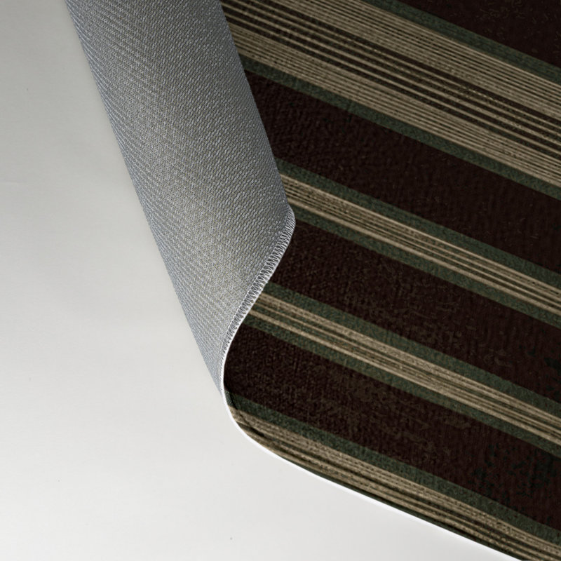 Tapis intérieur / extérieur brun HorizontalStripes, Rectangle 5 pi x 7 pi