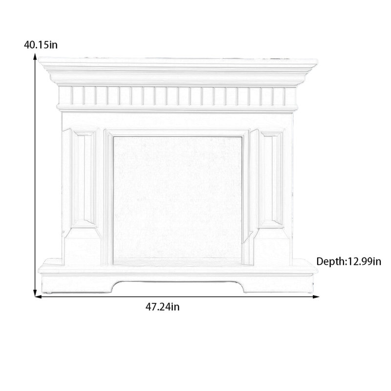 Cheminée tendance en ligne tridimensionnelle, H 40,15 po x l 47,24 po x P 12,99 po, Brun