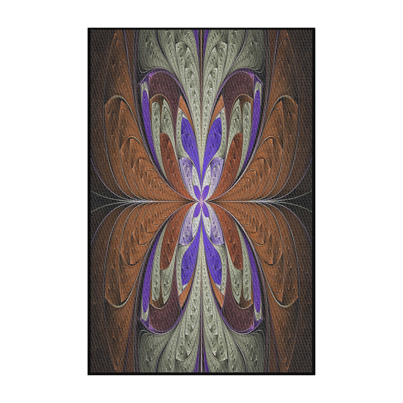 Tapis brun/mauve/beige tissé à la machine, Rectangle 5 pi x 7 pi