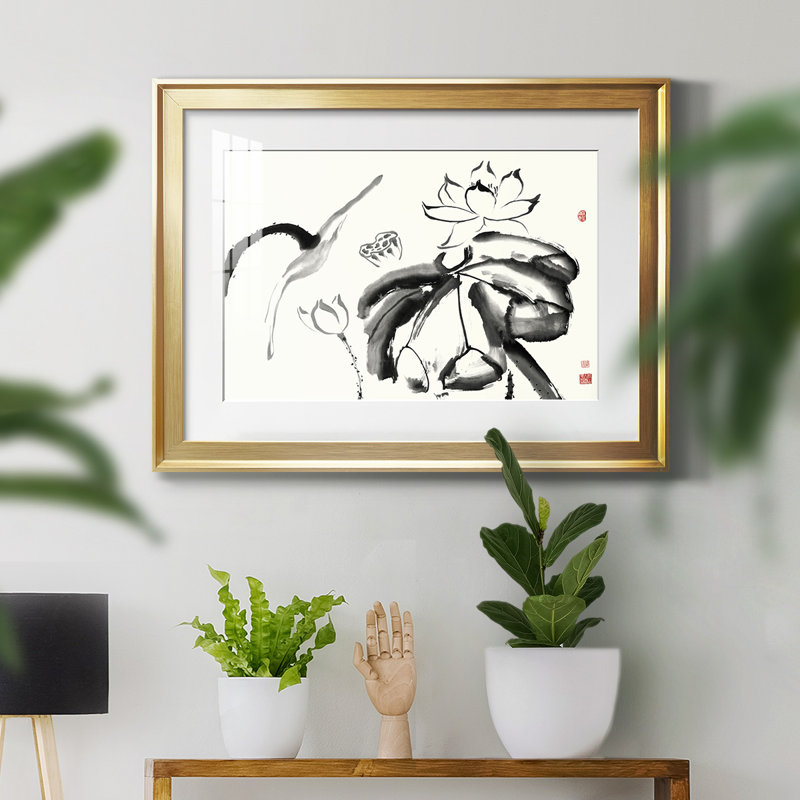 Lotus Study III - reproduction de cadre photo, L 42,5 po x H 30,5 po, Or