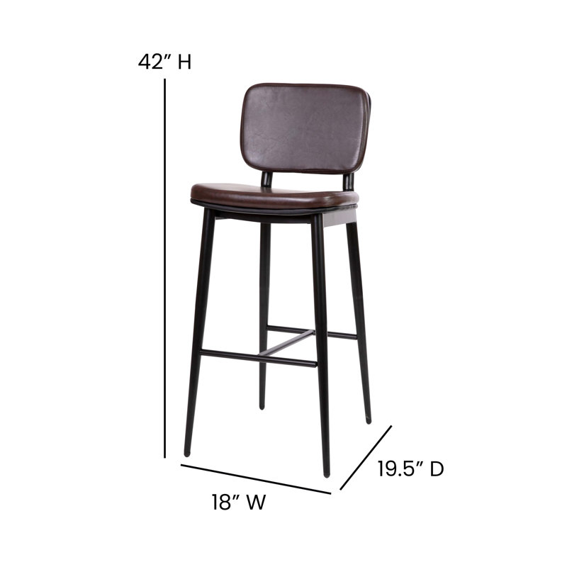 Brown Faux Leather and Metal Counter Stools, Set of 2