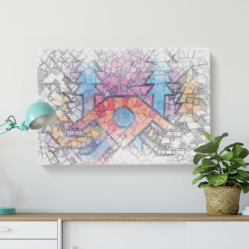 Mosaic Arrows in Abstract - Wrapped Canvas Drawing - Wrapped Canvas, 60cm H x 91cm W x 3cm D
