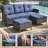 6-Piece All-Weather Outdoor Wicker Patio Sofa Set With Swivel Chairs And Ottomans