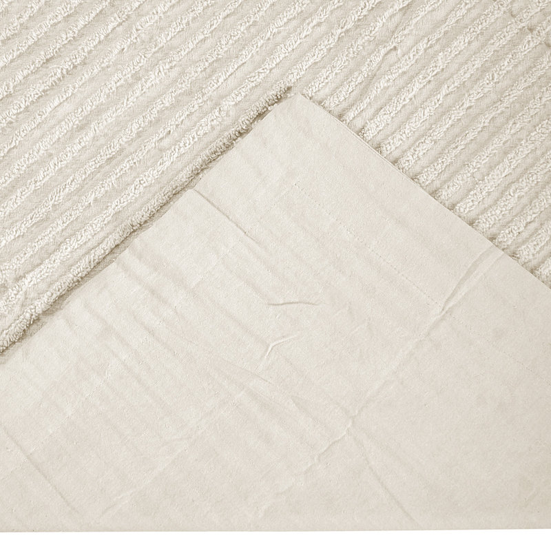 Jullian 100% Cotton Tufted Pillow Sham, Modern Stripe Design, Soft Breathable Decorative Cover, OEKO-TEX Certified, Machine Washable, Standard (21" x 27"), Ivory, All-Season