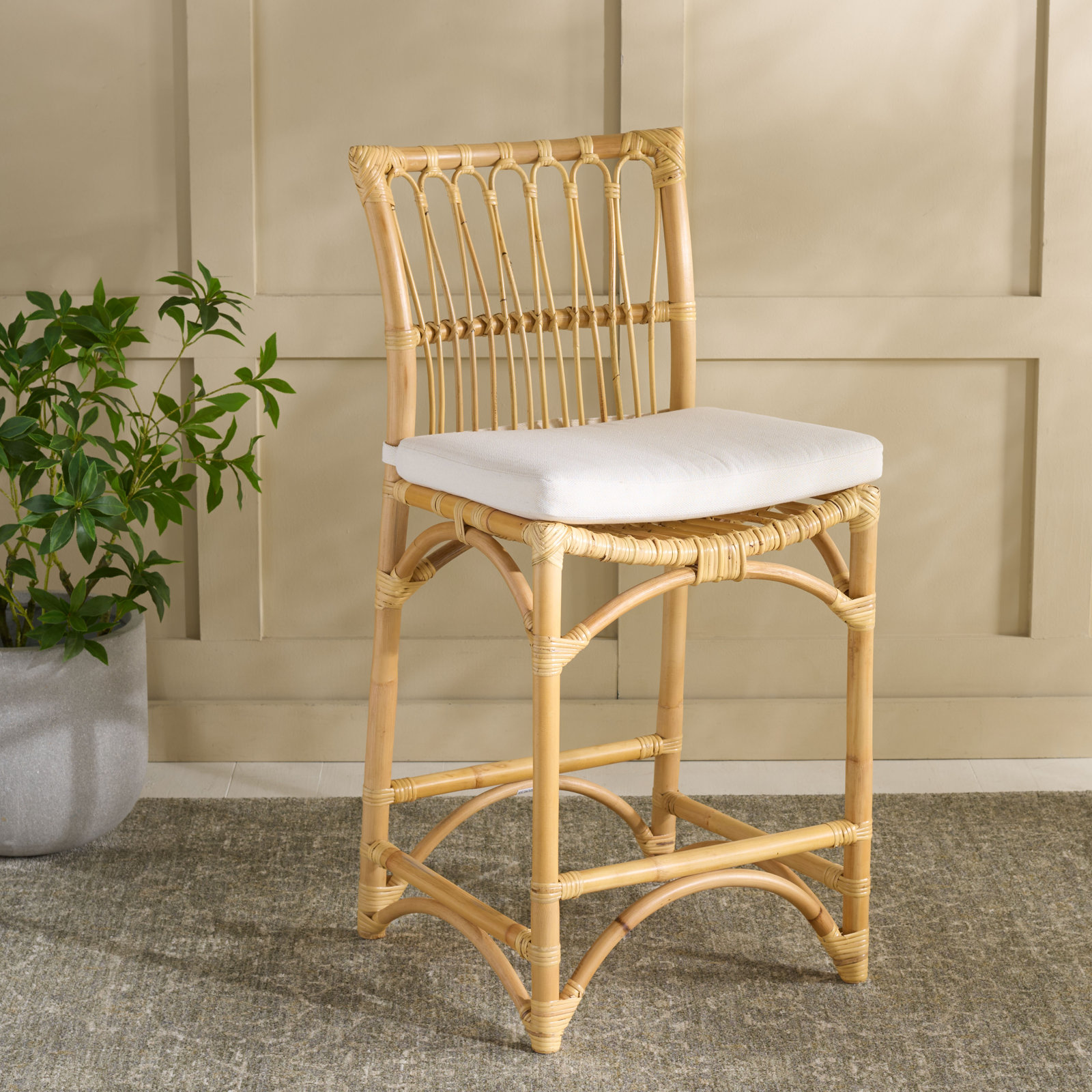 Zorianna Barstool with Cushion, Natural