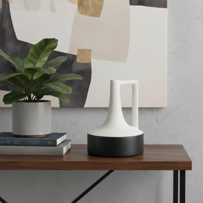 Vase en céramique 8 "noir et blanc