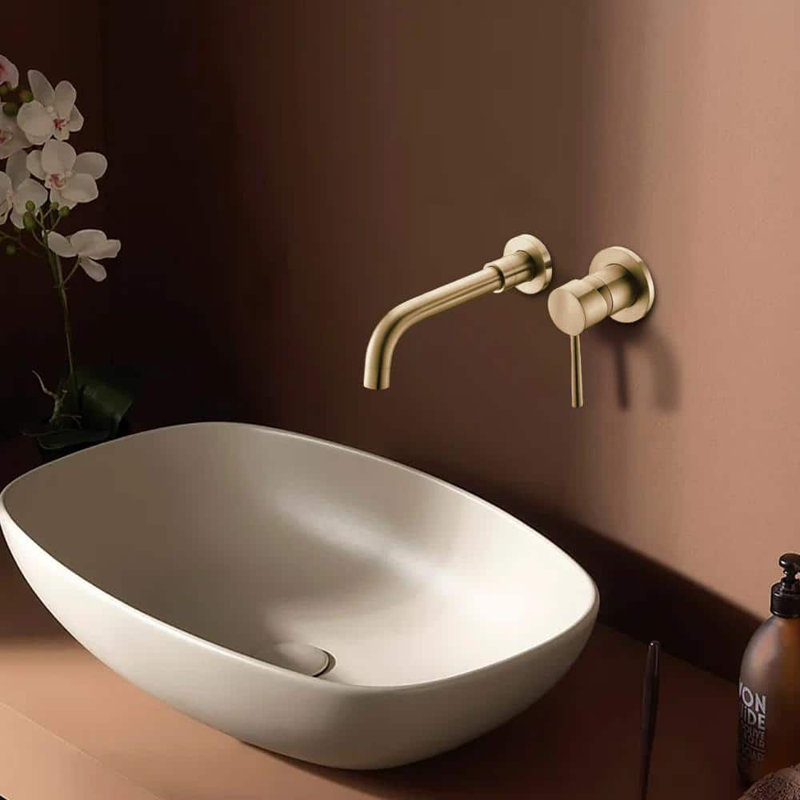 Single-handle Bathroom Faucet, Brushed Gold, None
