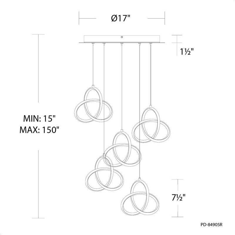 Vornado Round 5 - LED Light Pendant, Chrome