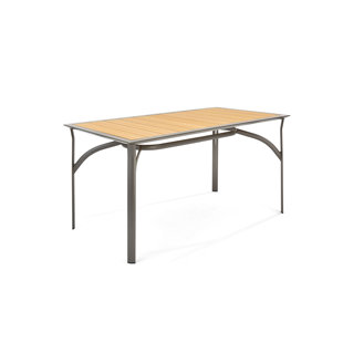Table de balcon rectangulaire en aluminium et en polyester toutes saisons Harper 34 "x 66" avec trou pour parasol