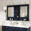 55'' W  X 35'' H Surface Framed Medicine Cabinet With Mirror  And 9 Fixed Shelves,Navy Blue-410114212