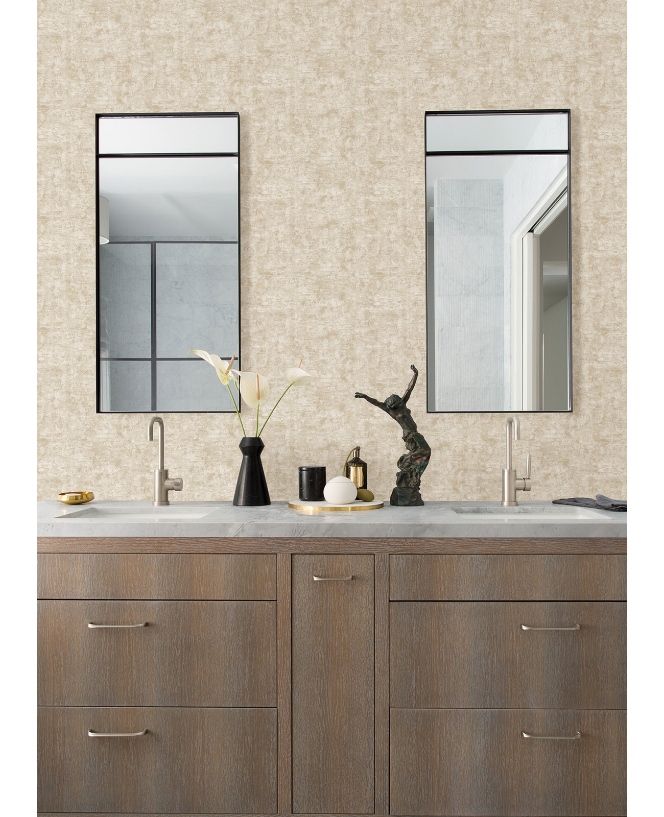 Stone Wallpaper Double Roll, White/Ivory