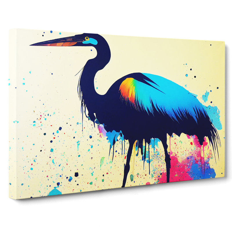 Heron Bird Splash Vol.3 Abstract - Wrapped Canvas, 35cm H x 50cm W x 3cm D