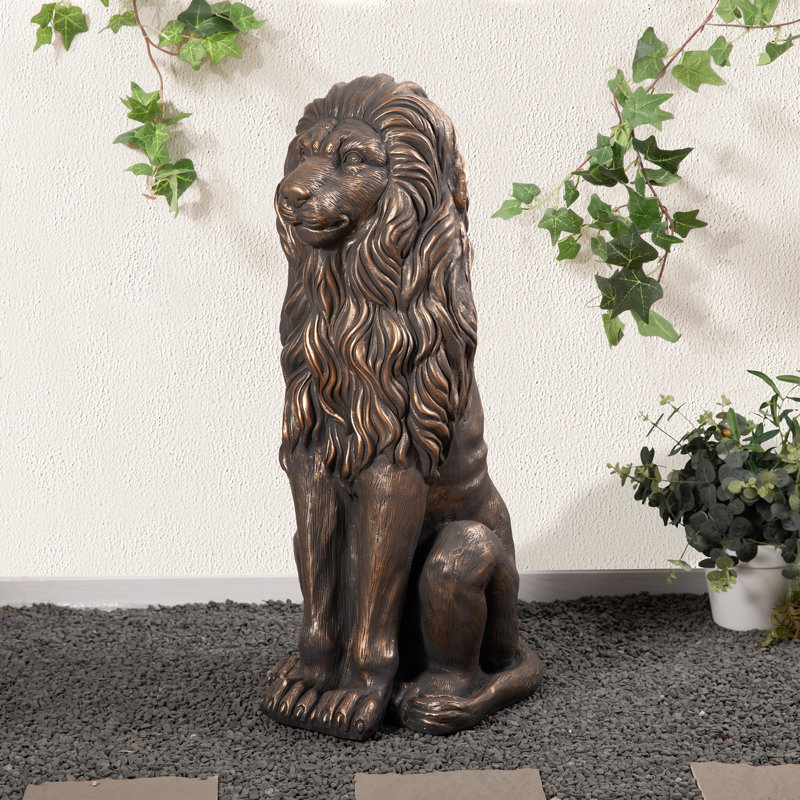 Statue de jardin lion surdimensionnée 36,5 "H MGO, Bronze