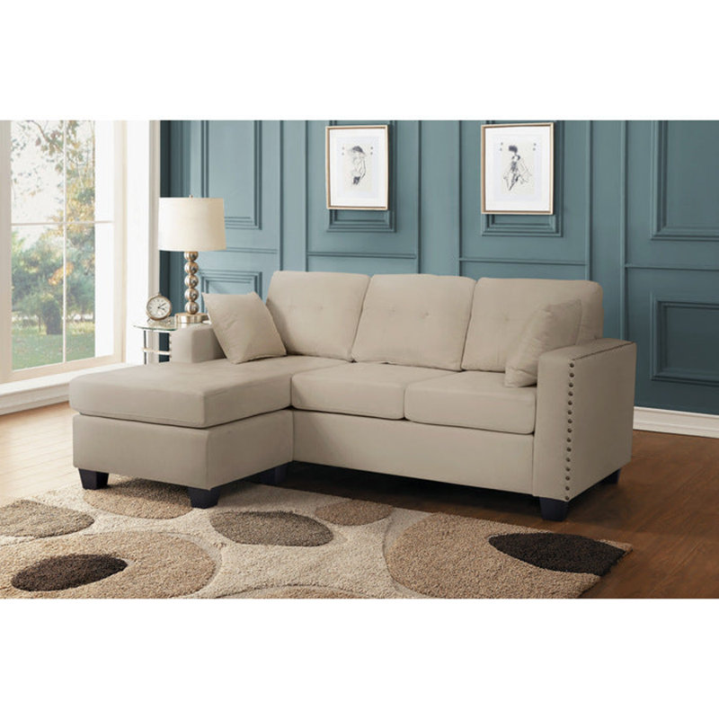 Canapé modulaire 2 pièces Kyneshia, Tissu beige
