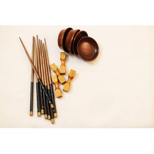 Cook Pro 6-Piece Dot Bamboo Chopstick Set with Rice Paddle and