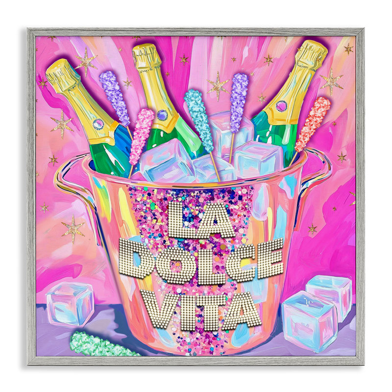 Giclée encadrée champagne La Dolce Vita, design par Jess Stempel, H 24 po x l 24 po, Estampe numérique Farmhouse