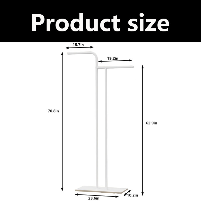 Coat Rack Freestanding With Rock Slab Base, White